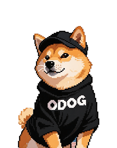ODOG in pixel art style with crypto elements